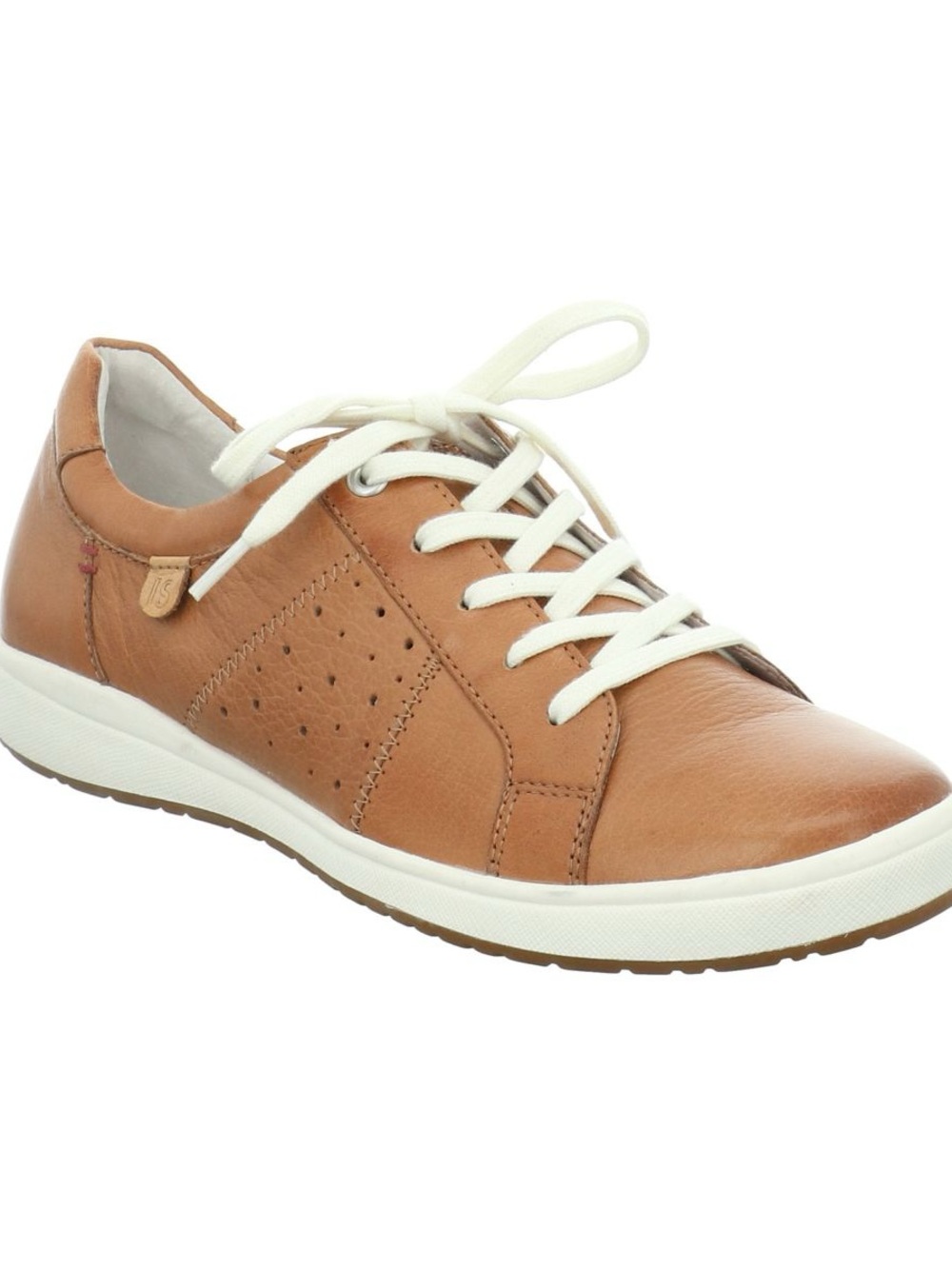 Josef Seibel Casual Leather Lace-Up Sneaker in Tan and White